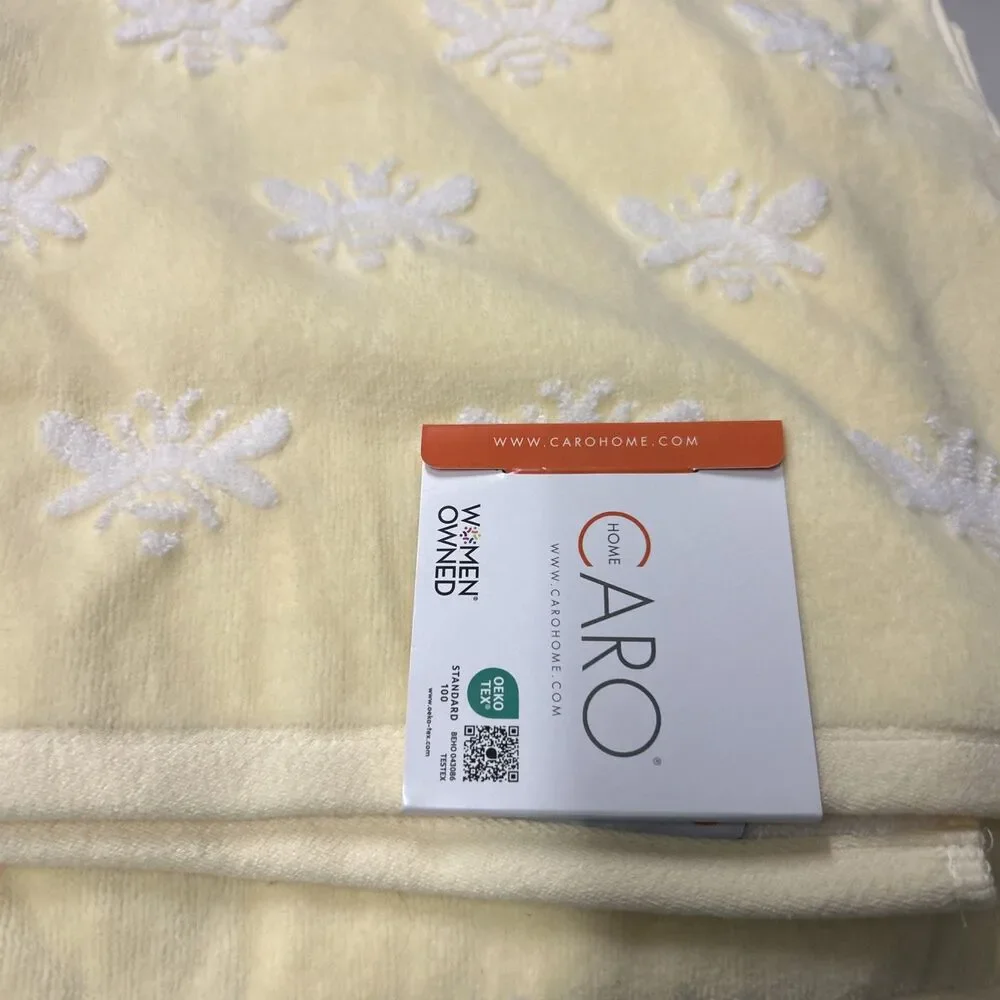 Caro Home 100% Cotton Bath Towel 2Pc Yellow White Bumble Bee